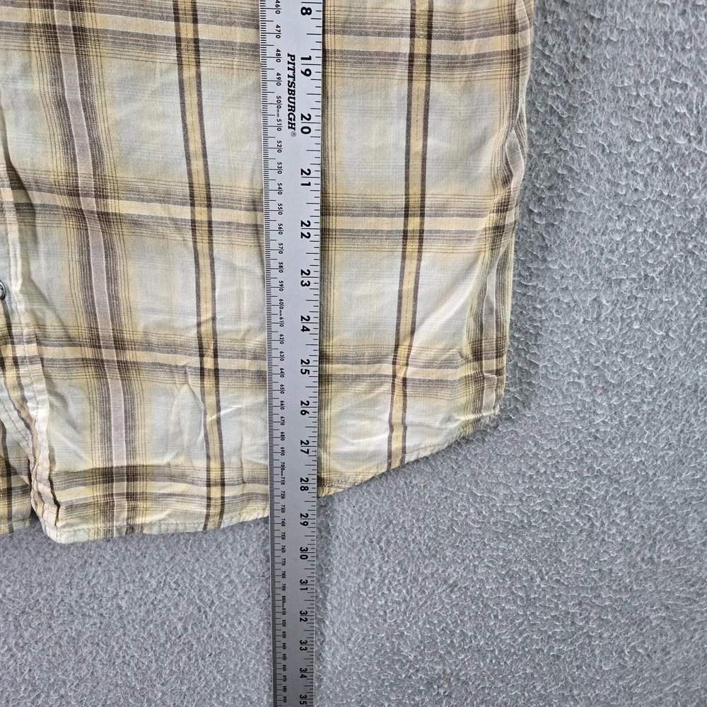 Levi's Men Button‎ Up Shirt LARGE Beige Plaid Western Short Sleeve